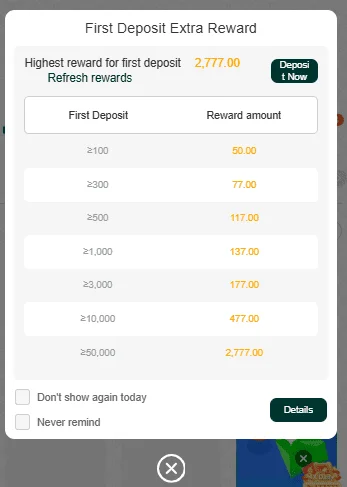 7 Game APK Deposit Rewards Screenshot